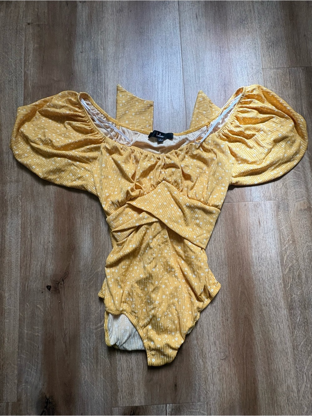 Lulu's Sunflower Yellow Puff-Sleeve Bodysuit